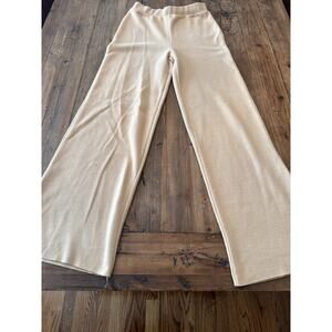 Zara Casual Ribbed Wideleg Camel Pants Size Small Pull On Soft Comfort